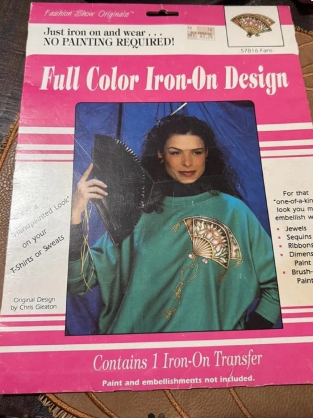 Source Unknown Teal Green Sweatshirt with Metallic Fan Iron-On